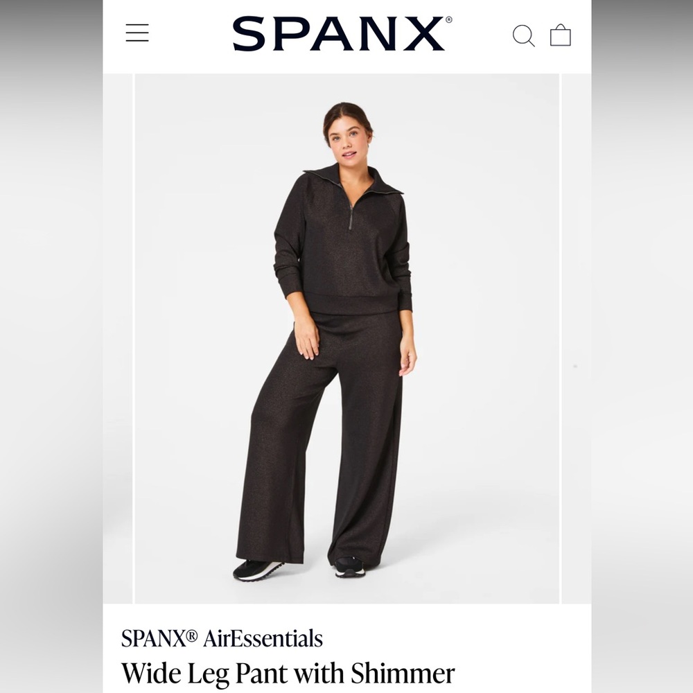 Spanx Air Essentials Shimmer Wide Leg Pant Petite Length Size Small
